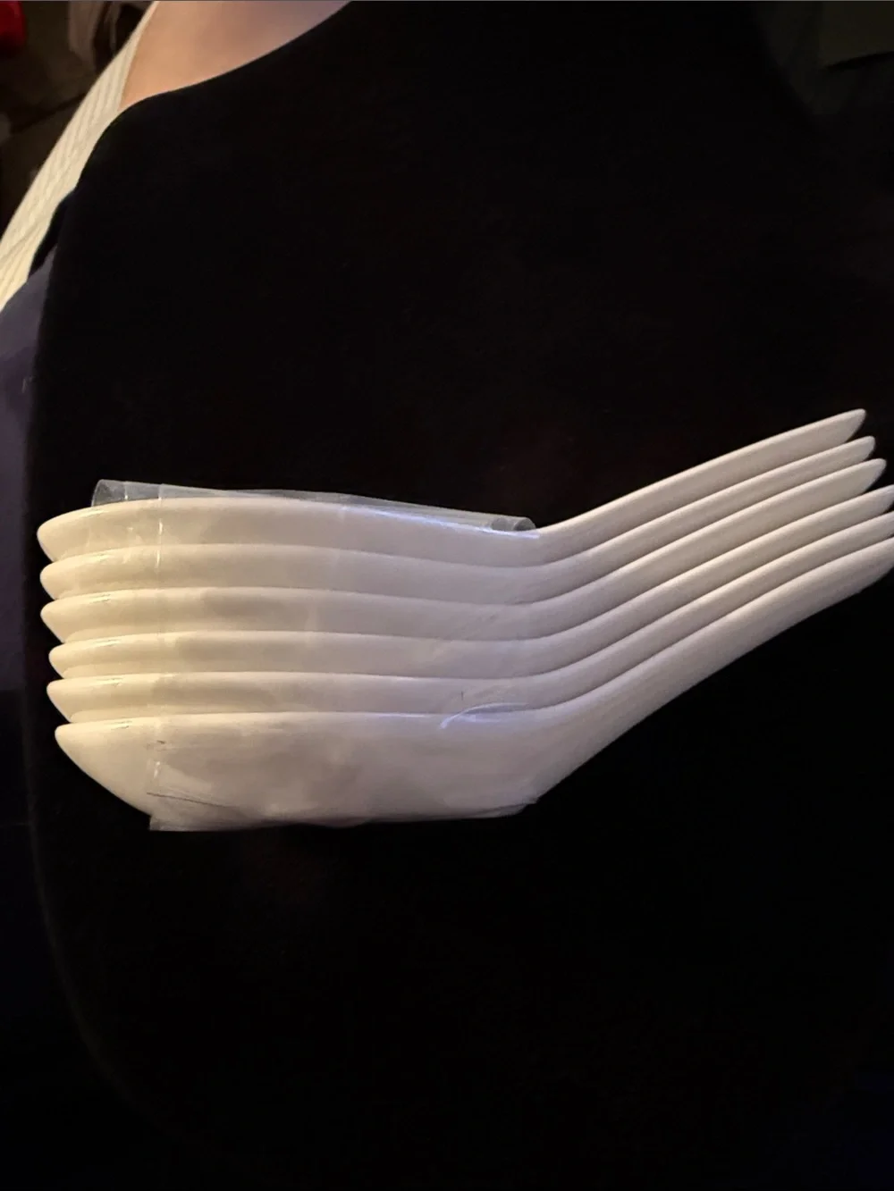 New Commercial Grade White Porcelain Wonton Soup Spoon set of 6  (4 avail)
